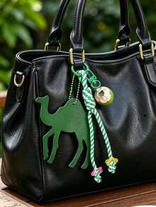 PU Coconut Camel Palm Tree Bag Charm,Woven Lanyard Keychain,Leather Palm Tree Bag Accessory,Fashion Women Handbag Decor Charms,Perfect Holiday Gift - Multicolor - View 8