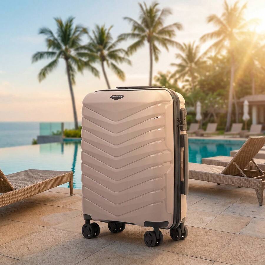 W WINGS مجموعة حقائب سفر 3 قطع (20 بوصة، 24 بوصة، 28 بوصة) | حقيبة صلبة من البولي بروبيلين، قفل مركب، مقبض تلسكوبي، عجلات مزدوجة 360° - لون شمبانيي - مشاهدة 1