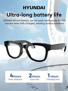 HYUNDAI M01 AI Smart Glasses, Bluetooth Earphones, Smart Translator, Cross-Language Communication Voice Assistant, Built-In Camera, Ultra-Long Battery Life, Low Latency, Music, Call, Conference, Office, Business, Travel, Wireless Glasses Earphones - Multicolor - View 5