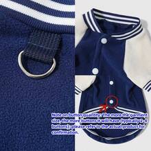 1pc Pet Dog Baseball Jacket, Warm Fleece Winter Dog Coat With D‑Ring, Patch Design Casual Puppy Baseball Outfit, Soft Pet Clothes For Small Medium Dogs - Navy Blue - View 8