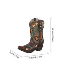 1pc Resin Hand-Painted Floral Tall Boot Vase Craft - Vintage Western Cowboy Boot Shaped Dried Flower Container - Home Entryway Living Room Decor - Creative Gift For Family And Friends Christmas Holiday Decoration Accessory - Boot Vase - View 3