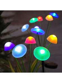 New Outdoor Solar Ground Light, 6/8 LED Jellyfish Mushroom Solar Light, Waterproof Garden Landscape Lawn Decorative Light, Solar Decorative Light, Creative Novelty Yard Home Gift - Silicone Mushroom Garden Stake Light - View 5