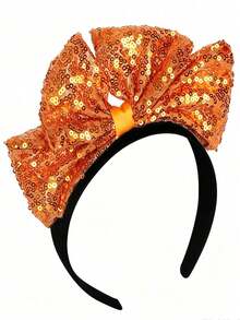1pc New Halloween Bow Sequin Headband Women's Hair Accessory Headpiece - Multicolor - View 5