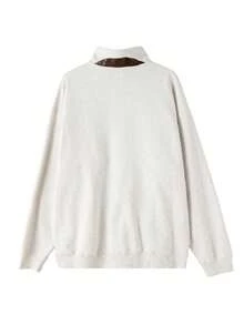 Timberland Men's Half-Zip Sweatshirt MEDIUM GREY HEA, FQ Stand Collar Half-Zip Color-Block Sports Outdoor Pullover A6J2F052 - White Gray - View 7