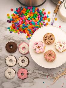Multi-Pattern 6-Cavity Round Donut Mold, 3D Highly Attractive Homemade Fancy Donut Dessert, Pink Family Party DIY Baking Silicone Mold, Suitable For Dessert Making, Cake Decoration, Party Sweets, Handmade Chocolate, Afternoon Tea Snacks - Multicolor - View 10