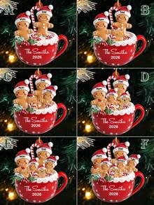 Personalized Christmas Gingerbread Man Mug Ornament, Customized Name Text, Family Member Christmas Tree Hanging Decoration, Red Mug Candy Cane Gingerbread Man Winter Holiday Theme Design, Suitable For Christmas Tree, Fireplace Mantel, Living Room, Entryway, Party Decoration And Family Keepsake, Christmas Gift, Christmas Stocking Tag, Bauble - Multicolor - View 4