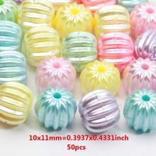 50pcs 10x11mm Pearlescent Colorful Pumpkin Acrylic Beads - Multicolor - View 3