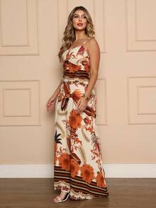 Women's Floral Smocked Back Dress - 彩色 - 查看 1