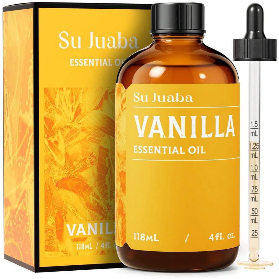SU JUABA Vanilla Essential Oil For DIY Fragrance, Body, Skin, Fragrance, Strong Scent For Candle Soap Making, Aromatherapy Oil For Diffuser -118mL / 4 FI. Oz - Vanilla - View 1