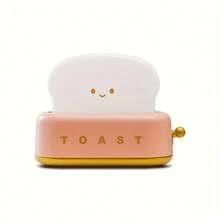 Rechargeable Cute Toaster Shaped LED Desk Lamp, Warm Decorative Table Lamp, Toast Bread LED Night Light Creative Design, Bread Night Light Suitable For Home Use, Perfect Birthday And Christmas Gift (Green/Orange/Pink) - Bread Maker - View 3