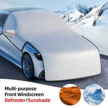 Car Snow Cover/Sunshade - Car - Car Accessories - Travel Essentials - All Season - Winter And Summer Use - Car Front Windshield Sunshade - Aluminum Foil And Fabric Material, Blocks Sun And Keeps Interior Temperature Cool - Summer Essential - Also Usable In Winter - Suitable For SUV, RV, Pickup Truck And More - With Rearview Mirror Cover Reflective Strip, Can Warn Surrounding Vehicles At Night - Christmas, Ramadan, Valentine's Day, Ramadan, Halloween, Christmas Gift - Multicolor - View 6