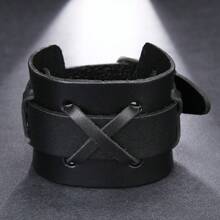 1 Pc Vintage Punk Genuine Leather Bracelet Bangle For Men Handmade Leather Wristband Punk Jewelry Male Bracelets - Leather Bracelet - View 8
