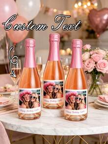1/4/8/10pcs Customized Wine Bottle Labels, Personalized DIY Wine Bottle Stickers, Can Design Birthday Person's Name And Birth Date, Stick On Wine Or Champagne Bottles, Create Eye-Catching Visual Focus, Instantly Enhance Atmosphere - Multicolor - View 4