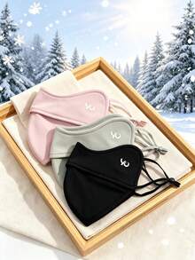 1pc Winter Warm Face Mask, Unisex, 3D Stereoscopic Eye Protection Design, Windproof, Cold-Resistant, Breathable, Suitable For Cycling, Outdoor Sports, Autumn/Winter Daily Wear, Solid Color Adjustable Ear Hook Face Shield - Multicolor - View 3