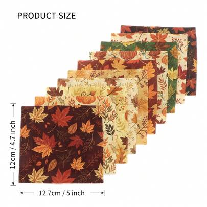 10pcs Charm Pack Set Maple Leaf Pumpkin Autumn Vintage Style Pattern Handmade DIY With Rich Color And Texture Elements 100% Polyester Patchwork In 10 Design Styles Suitable For Patchwork DIY Craft Projects DIY Wallet Making Gift Giving Bag Making Day