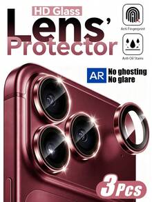 3pcs [2026 New] 9H Tempered Glass Camera Lens Protector, Compatible With IPhone 18 Pro Max/18 Pro, Alloy Metal Frame, High Definition Transparent, Anti-Slip, Waterproof, Shockproof, Anti-Scratch, Anti-Fingerprint, Bubble-Free Easy Installation, Compatible With Phone Cases, Perfect Birthday Gift For Family And Friends (Wine Red) - Burgundy - View 9