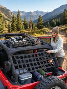 1pc Multi-Function Car Roof Cargo Net, Heavy Duty Roll Cage Hammock Net, Car Roof Storage Net, Suitable For JK JL TJ YJ Off-Road Vehicle Interior Accessories - Multicolor - View 2