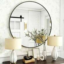 Matte Black/Gold Frame Round Mirror, Fashionable Circular Vanity Mirror, Suitable For Bathroom/Entryway/Bedroom/Living Room/Makeup Table, Pastoral Style Home Decor, Autumn Soft Furnishing, Makeup Storage, Bathroom Accessories, Back To School Essential - 40cm/15.75inch - View 4