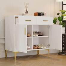 Sideboard White With Storage With Drawers With Doors Made Of Wood For Dining Room And Living Room - White - View 4