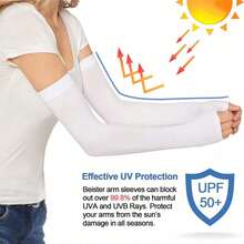Pairs UV Cooling Arm Sleeves Sun Protection Unisex For Sports, Cycling, Golf, Running - White - View 6