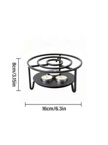 Black Metal Tea Warmer Stand, Candle-Powered Teapot Heater, Suitable For Glass Teapots, Home Tea Ceremony Desktop Decoration, Practical Housewarming Gift For Tea Lovers - Black - View 8