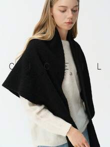 1pc Solid Color Fashion Elegant Lady Style Versatile Wool Knitted Triangle Scarf Shawl For Autumn/Winter Daily Wear - Flower Coffee - View 15