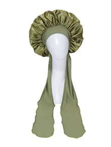 CONFLASS Women Jumbo Satin Sleep Bonnet With Extra Wide Long Ties, Ruffled Elastic Large Hair Wrap Cap For Braids Curly Hair Muslim Head Cover - Multicolor - View 17