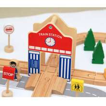 1 Set 50pcs Solid Wood Train Track Set, Children's Assembly Building Track Transportation Toy, Spatial Thinking & Concentration Training, Parent-Child Interaction Early Education Educational Gift Box - Multicolor - View 5