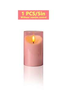 3pcs Flameless Candle Lights Set With Timer Remote Control, Battery Operated Pink Cup Candles, Suitable For Christmas, Halloween, Valentine's Day, Gifts, Presents, Birthday, Wedding, Dining Table, Party - Pink - Warm Light - View 15