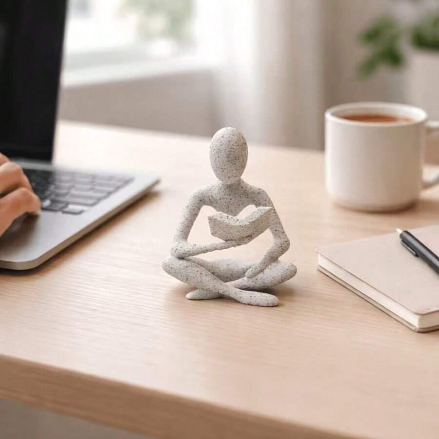 1 buah Patung Figur Membaca Putih, Figur Orang Membaca Abstrak Minimalis, Patung Dekorasi Duduk Membaca Artistik, Desain Serbaguna Bertekstur, Cocok untuk Suasana Meja Kembali ke Sekolah, Aksen Dekorasi Rumah Natal, Suasana Ruang Belajar Halloween untuk Promosi Video Pendek - Beraneka warna - View 1