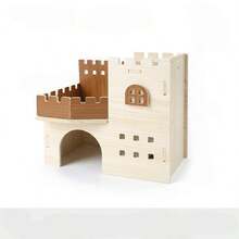 Wooden Hamster Hideout House For Pet Hamsters, Golden Hamster Large Villa Double-Layer Sleeping Nest, Solid Wood Peeping House - L - View 5