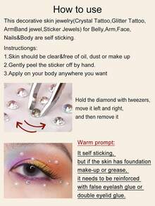 2PCS Black + Red Large & Small Round Rhinestone Face Gems, Self-Adhesive Rhinestone Stickers For Halloween Makeup, Party Gift, Reusable Glitter Decorative Face Jewels - Multicolor - View 8