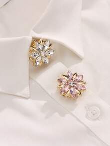 Elegant Shirt Cufflinks Cover, Diamond Cufflinks Clip-On Button Decor, Fashion Crystal Cufflinks Decoration, Suitable For Tuxedo And Wedding Dress Decoration - Multiple Colors - View 2