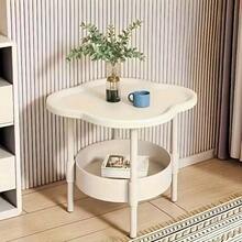 1pc [Fashion Side Table] Minimalist Modern Plastic Side Table - Fashion Modern Round Side Table With Storage Layer Small Double Layer Coffee Table | Space-Saving, Ultra-Stable Clover Design Bedside Cabinet - Suitable For Living Room, Study, Bedroom Storage - Multicolor - View 1