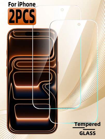 2pcs Tempered Glass Screen Protector, Compatible With IPhone 17 17e 16 15 14 13 12 11 Pro Max XR XS Max Air Mini Se2 Se3 8 7 6 Plus, No Black Border Large View, High Definition High Transparency High Hardness, Anti-Scratch, Anti-Fingerprint, No White Edge, No Bubble, Easy Installation, Phone Case Friendly