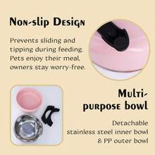 [Customizable] Elevated Pet Bowl, Suitable For Small Dogs, Universal Stainless Steel Feeding Bowl For Cats And Dogs, Non-Slip Design, Customizable Text, Multiple Styles Available - Multicolor - View 7