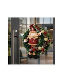 Guirlanda Natalina Enfeite Decoração Boneco Papai Noel 45cm - A - Visão 3