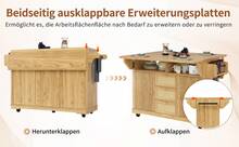 Kitchen Island Natural With Storage Adjustable Foldable Made Of Wood For Kitchen And Dining Area - 自然的 - 查看 10