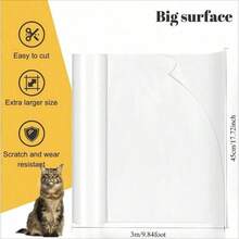 1 Roll Thick Clear Cat Scratch Protector, Self-Adhesive Vinyl Furniture Shield, Waterproof & Durable Anti-Scratch Tape For Sofa, Walls, Doors & Countertops - 3m*45cm - View 2