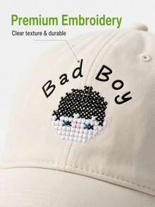 1pc Cartoon Design Embroidered Name Baseball Cap, Customizable With Your And Your Partner's Name, Fashionable Suitable As His/Her Birthday Gift, Graduation Gift, Back To School Gift - Multicolor - View 4