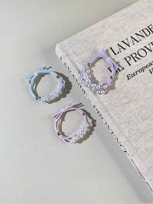 5/10pcs Pearl Hair Ties For Women, High Elasticity 4-Strand Hair Bands, Fresh Daily Hair Styling - Multicolor - View 6