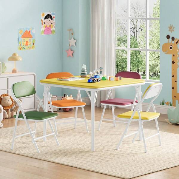 Juego de Mesa y 4 sillas Plegables para niños, Juego de Mesa y sillas de Actividades para niños, para Comedor, guardería, aulas| Juego de mesa y sillas de actividades para niños, para comedor, guardería, aulas