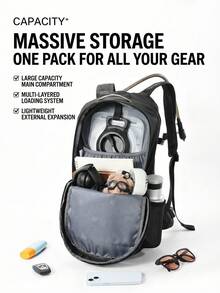 CAMEL CROWN Ransel Hiking Bernapas untuk Aktivitas Luar Ruangan, Ransel Ringan untuk Trekking & Bersepeda - Phantom Black - View 5