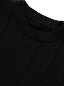 WAIT HIM 100% Cotton Men's Casual Spring/Summer Solid Color Knit Short Sleeve Top - Black - View 9