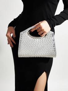AIBBYDAR Women's Clutch Bag, Premium Handbag, Banquet Wedding Dress Matching Crossbody Clutch - Silver - View 2