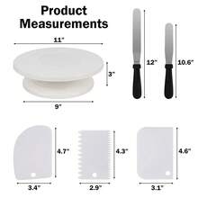 6 Pieces 11 Inch Cake Turntable Cake Stand With 2 Frosting Angled Spatulas 3 Frosting Spatulas Baking Accessories Tools - Multicolor - View 6