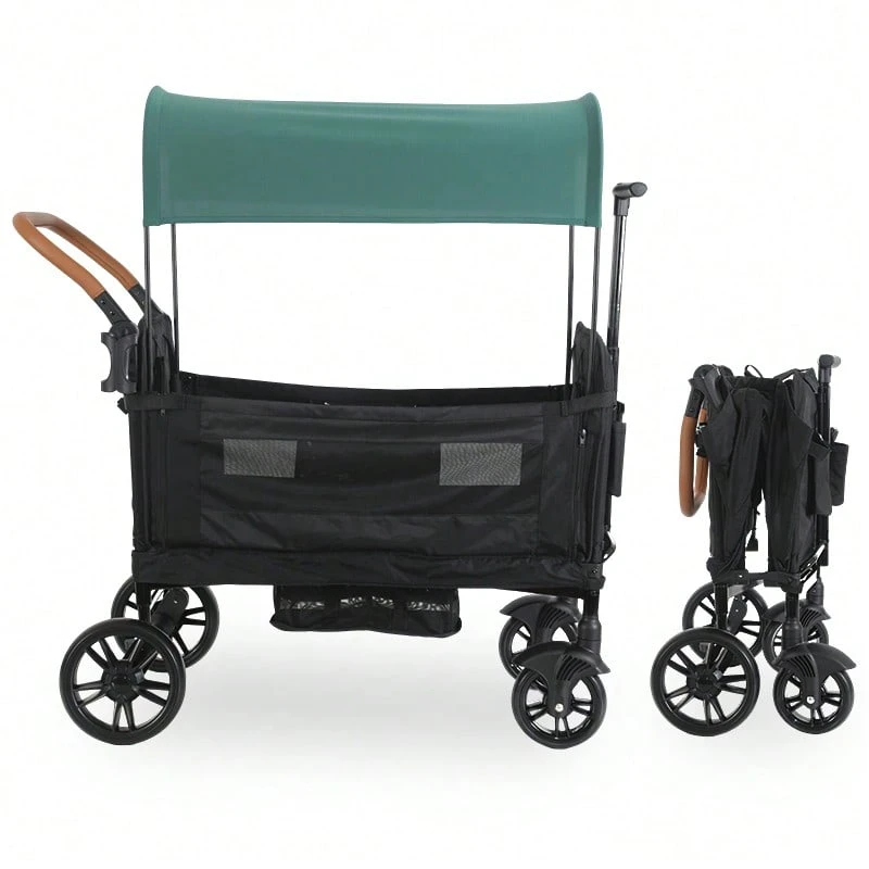 Multifunctional Camping Vehicle, Dual Push-Pull Mode Children's Camping Vehicle, Easy To Fold, Oversized Tires, Essential For Camping - 黑色 - 查看 1