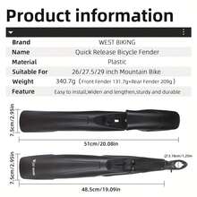 Bicycle Mudguard, Mountain Bike Quick Release Extended Mudguard, Suitable For 26/27.5/29 Inch Bicycle Riding Accessories - Black - View 6