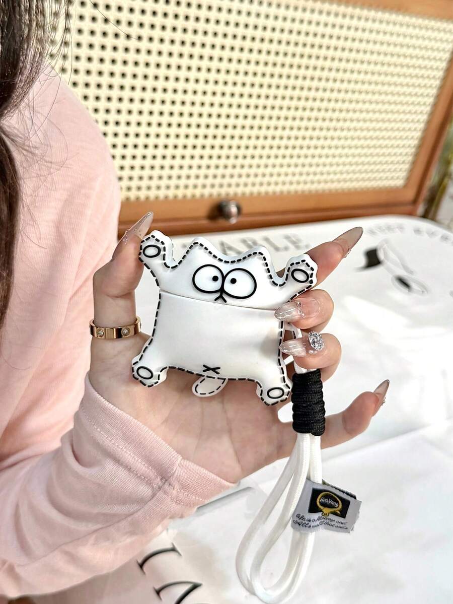 Simon's Cat 線條貓造型 3D 矽膠耳機保護套,適用於 Apple 4/3、Pro 2/3,特別版貓咪設計 - 彩色 - 查看 1