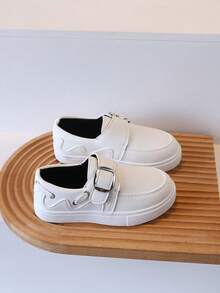 1 đôi giày sneaker loafer trẻ em phong cách retro phối màu, giày thường ngày cho bé trai và bé gái, mùa xuân thu, mẫu mới, chống trượt, xỏ chân dễ dàng - trắng - Xem 6